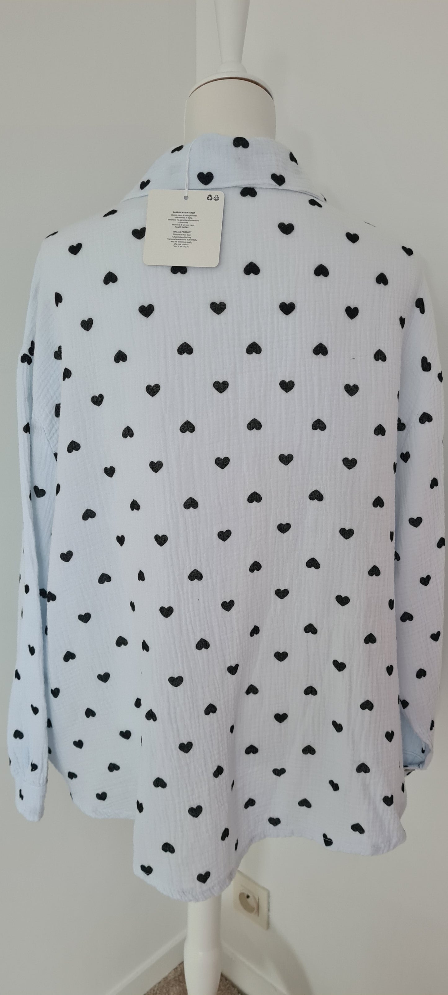 Chemise gaze de coton motifs cœurs Taille unique