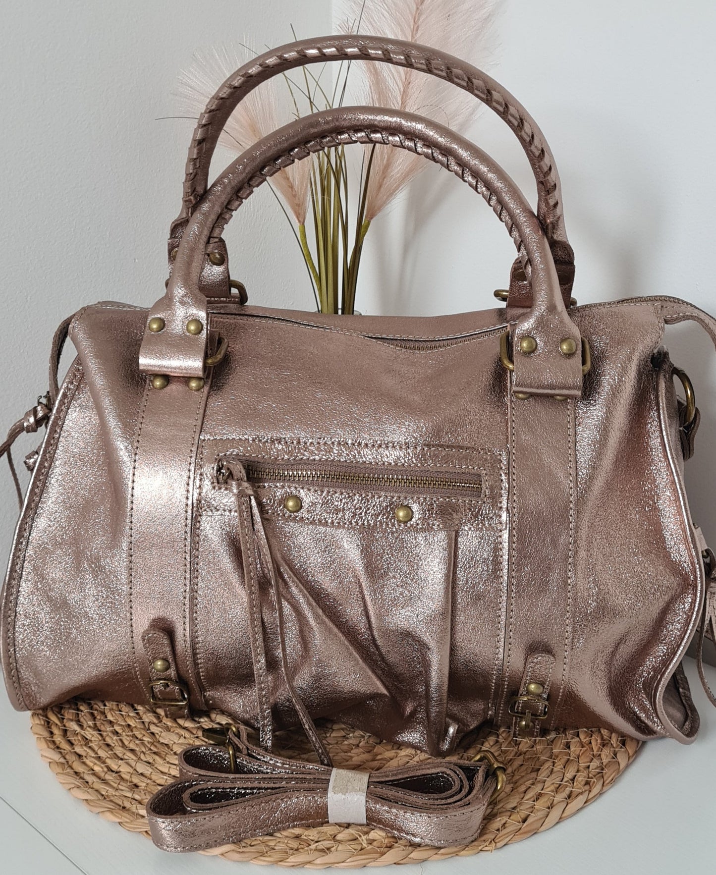SAC A MAIN CUIR IRISE BRONZE