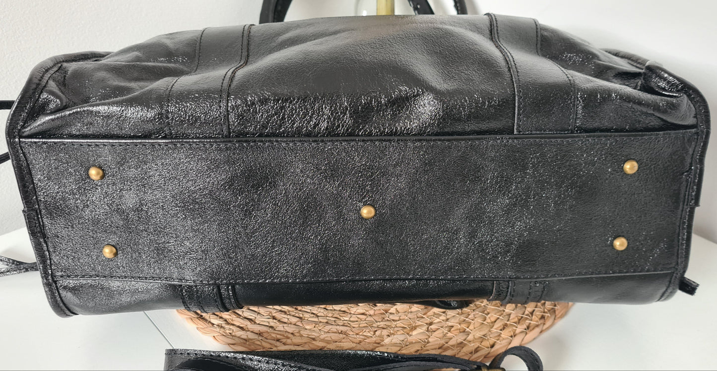 GRAND SAC A MAIN CUIR IRISE NOIR