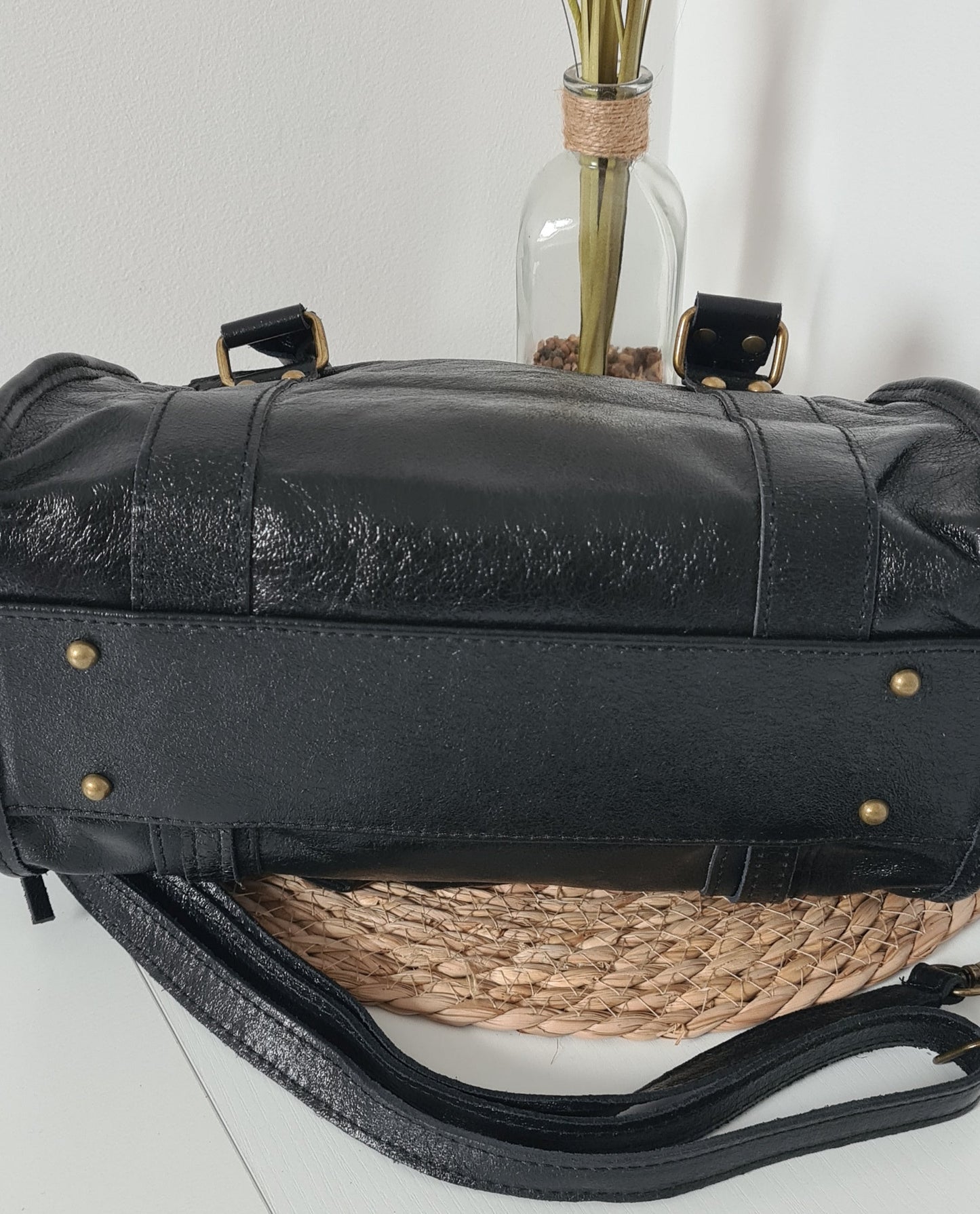 SAC A MAIN CUIR IRISE  NOIR