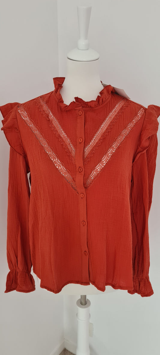 Chemise gaze de coton terracotta Taille S