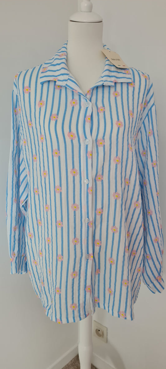 Chemise gaze de coton motifs fleurs Taille unique