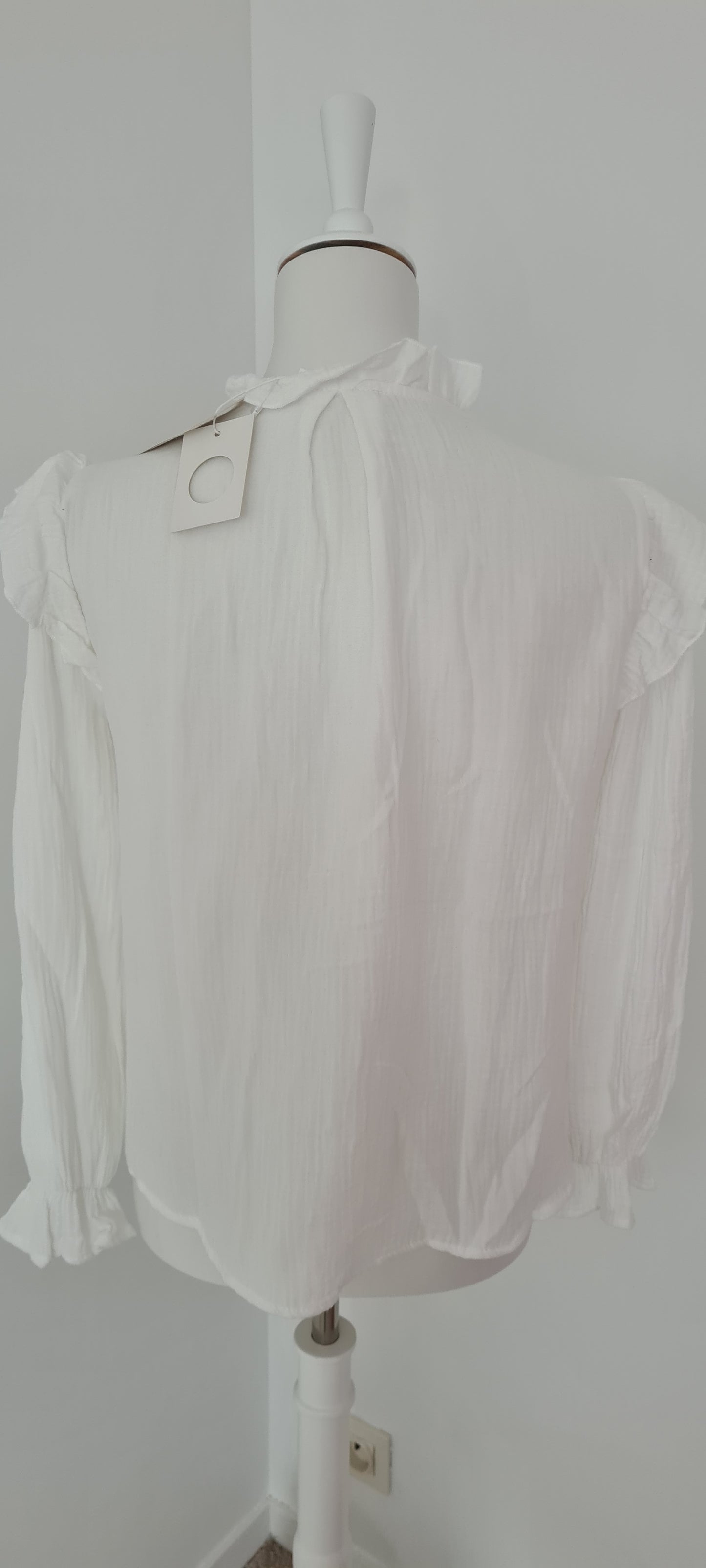 Chemise gaze de coton blanche dentelle Taille S