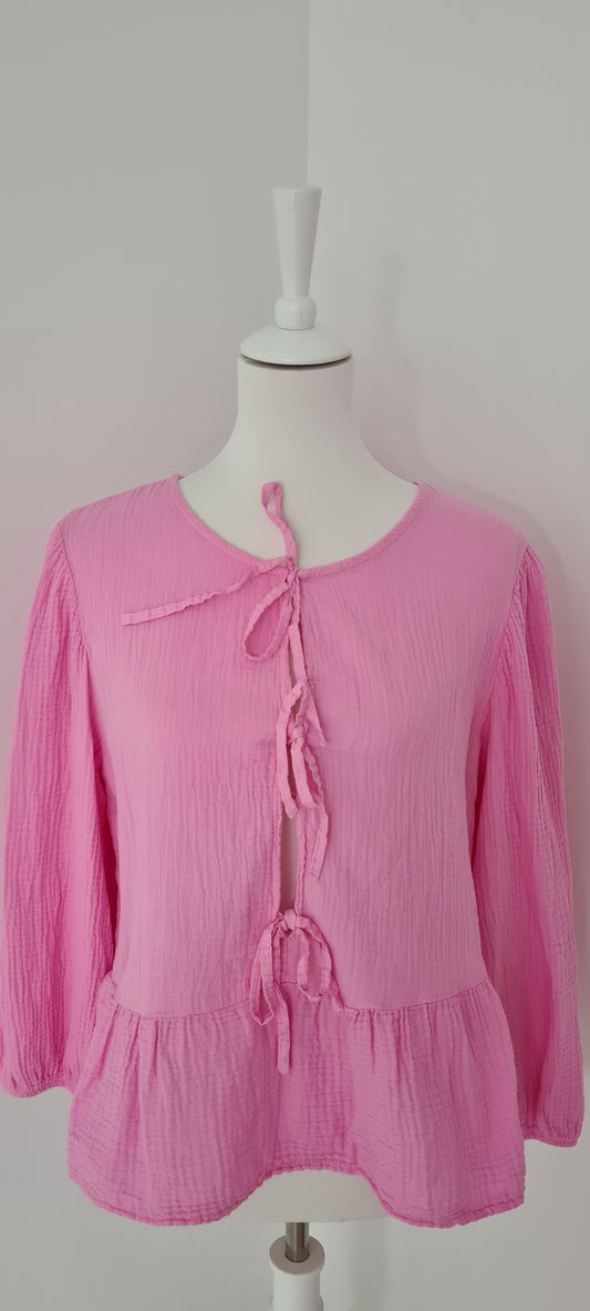 Blouse gaze de coton rose Taille unique