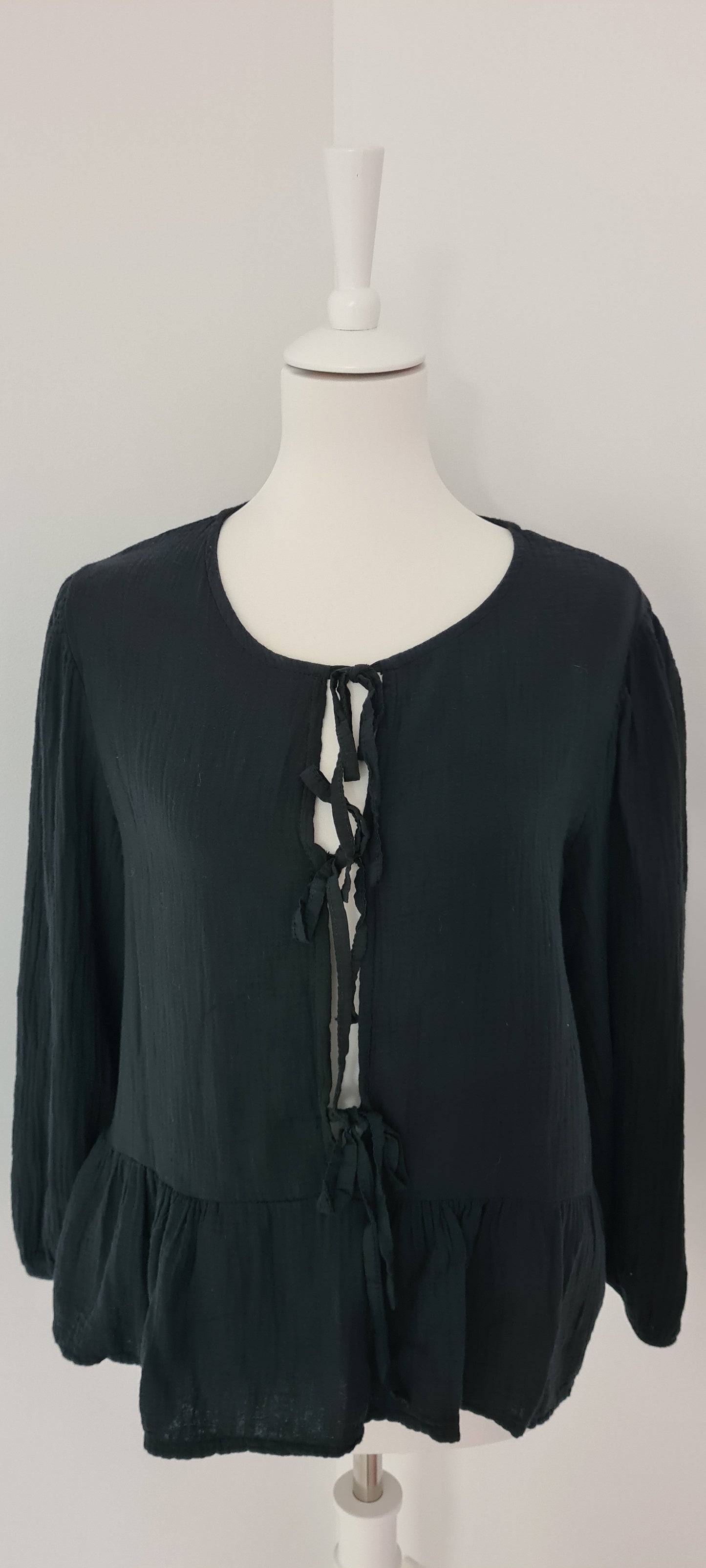 Blouse gaze de coton noire Taille unique