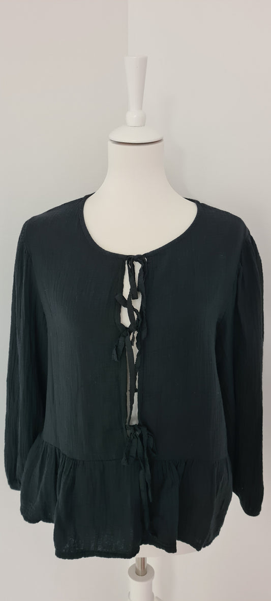 Blouse gaze de coton noire Taille unique