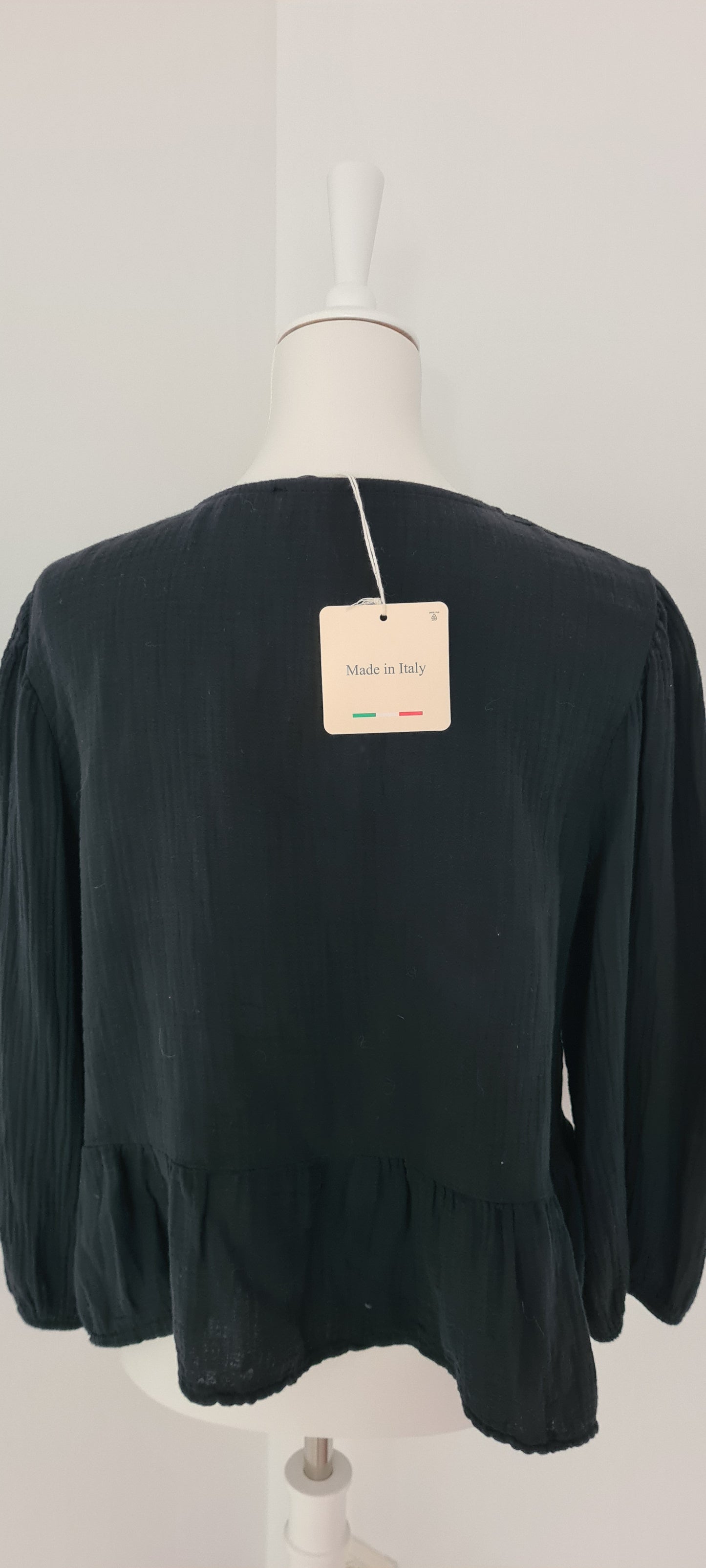 Blouse gaze de coton noire Taille unique