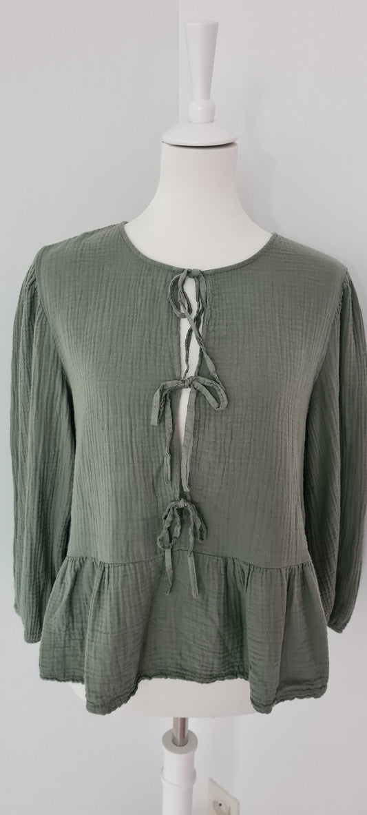 Blouse gaze de coton kaki Taille unique